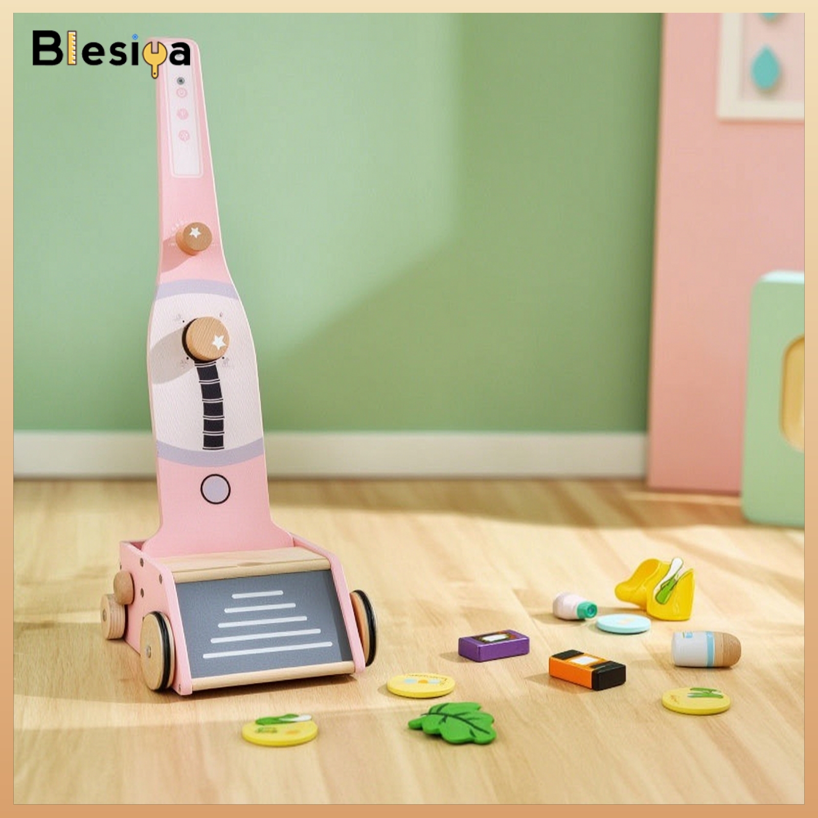 Blesiya Upright Toy Vacuum Cleaner Interactive Wooden Toy Vacuum Realistic Child-Sized for Toddlers, Kids, Children, Playroom, Preschool, Daycare ราคา 9,512 บาท*ส่งฟรี