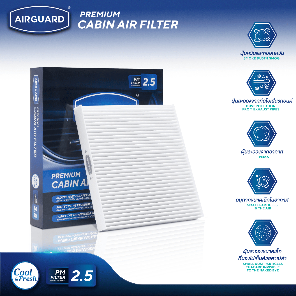 Mitsubishi Mirage, Attrage 2012-2023 Car Air Filter Airguard [Pm2.5] ราคา 189 บาท*ส่งฟรี