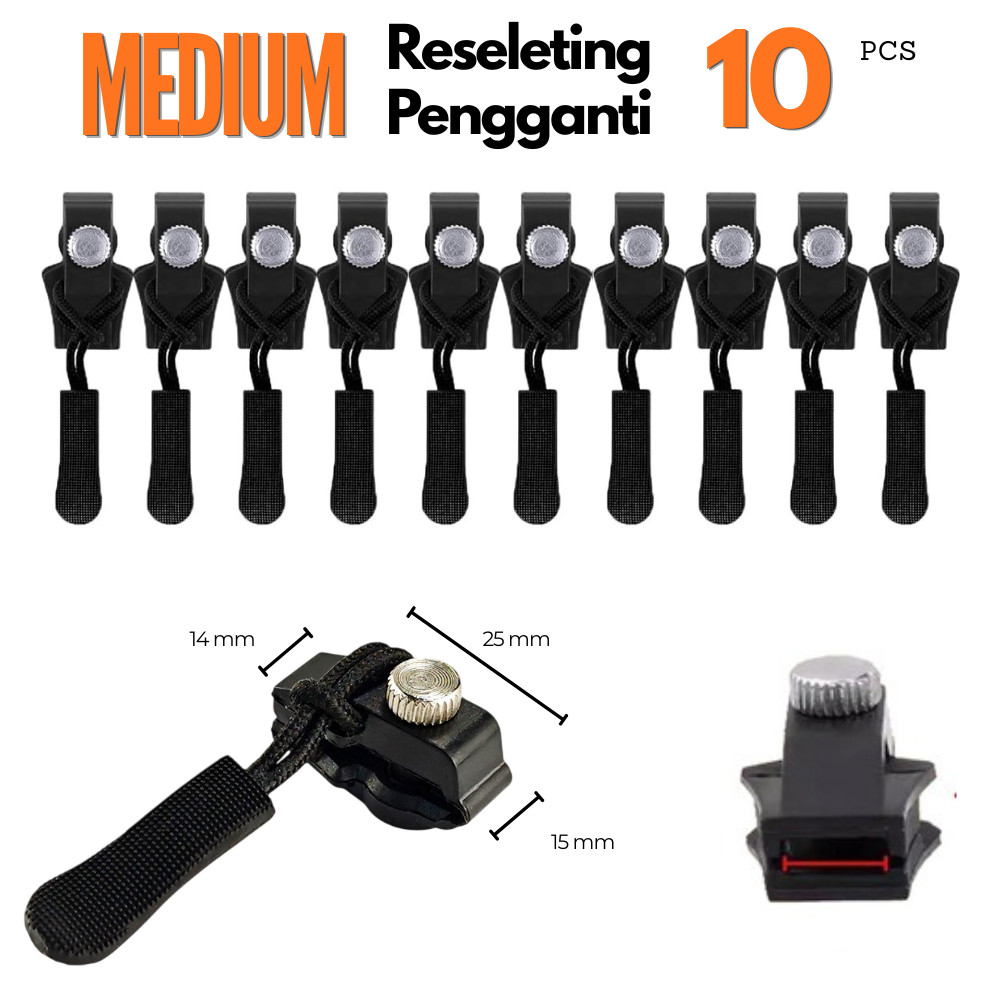 BATHI Ritsleting Pengganti 10 PCS Zipper Replacement Removable Tanpa Jahit Kepala Resleting Universal Tas Jaket Koper