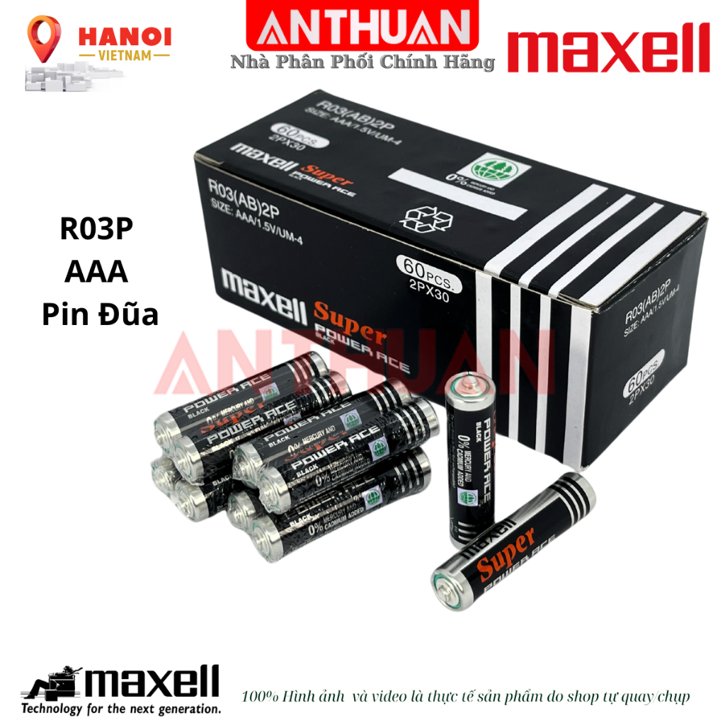 [CHÍNH HÃNG] Hộp 60 viên Pin Maxell 2A 3A Dung lượng cao Pin AA  / AAA carbon R6 R03 date mới siêu b