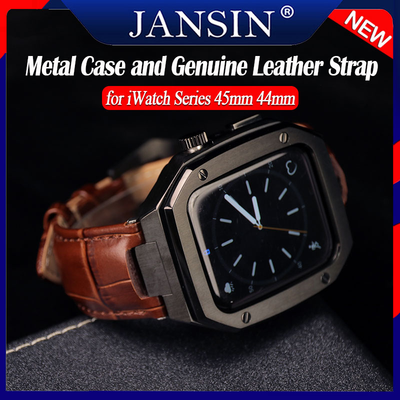 สาย สำหรับ Apple Watch SE2 9 8 สายนาฬิก 44mm 45mm แท้สายหนัง สายพร้อมเคสสำหรับ iWatch Series 9 8 7 6 5 4 SE เคสโลหะ สายนาฬิกาสำรอง อุปกรณ์เสริมสม ราคา 2,260 บาท*ส่งฟรี