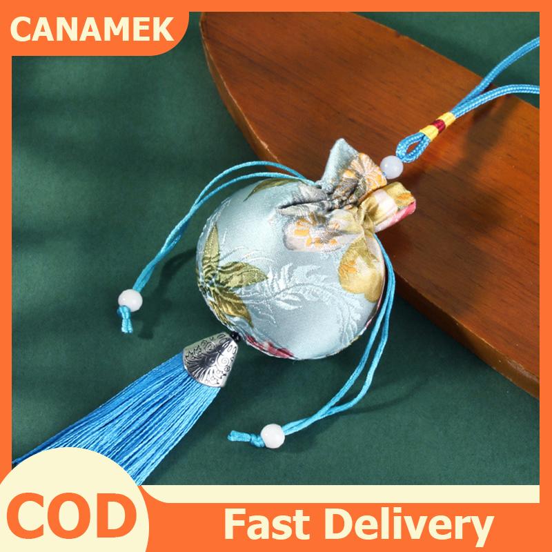 CANAMEK กระเป๋าผ้าไหมปักลายสไตล์จีนถุงผ้าปักถุงผ้าซองกระเป๋าเชือกห้อยจี้พู่สำหรับถุงของขวัญเครื่องประดับ
