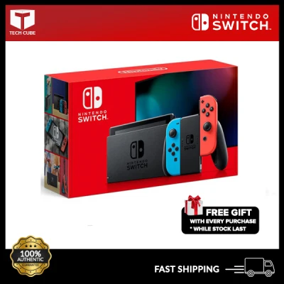 [2 Options] Nintendo Switch Console (Gen 2) Neon Blue/Red Local Set 1 Year/ 1+2 Years Warranty- Tech Cube