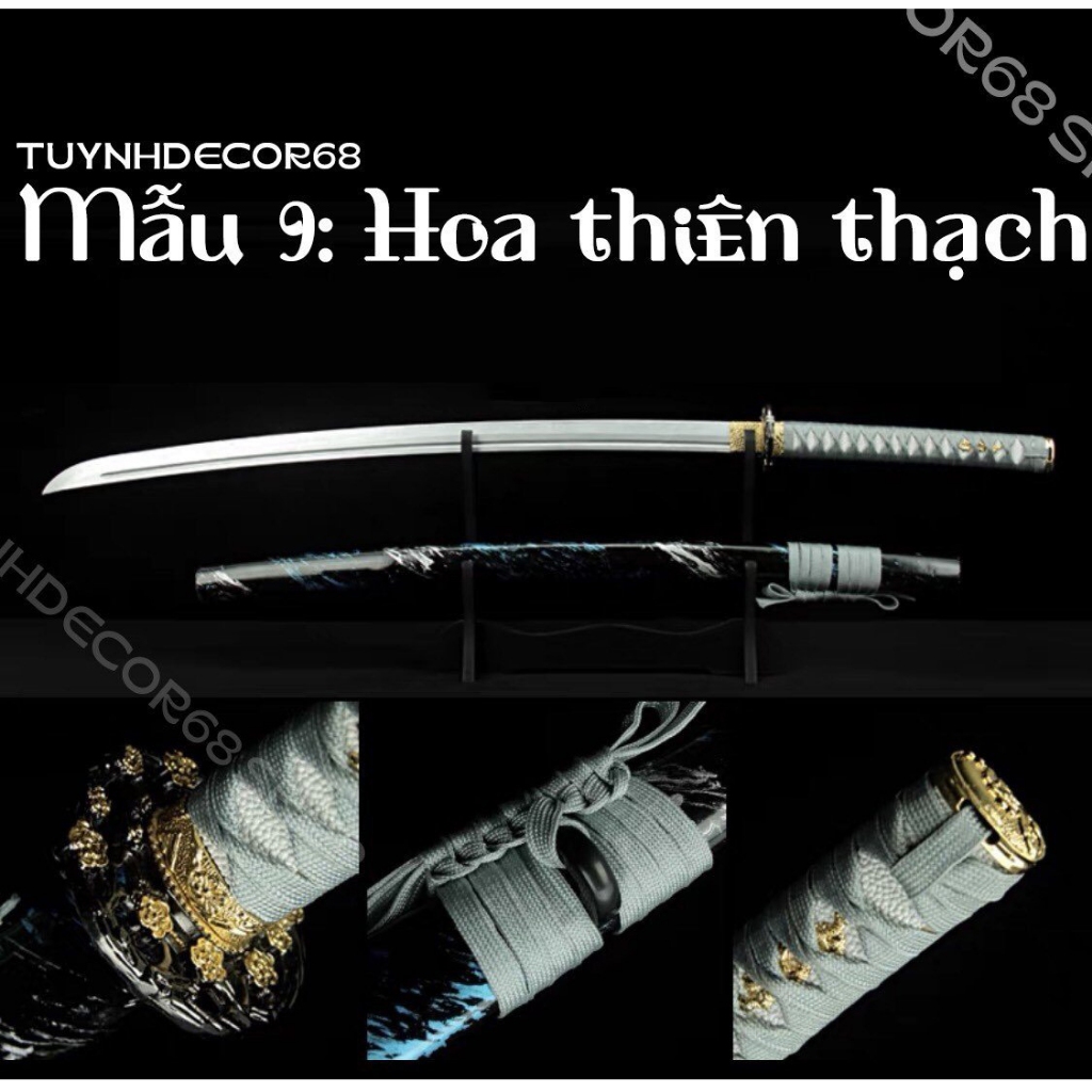 Kệ và Katana Nhật Gỗ kiếm gỗ Hoa thiên thạch tập luyện và decor trang trí phòng dài 104cm (Không làm