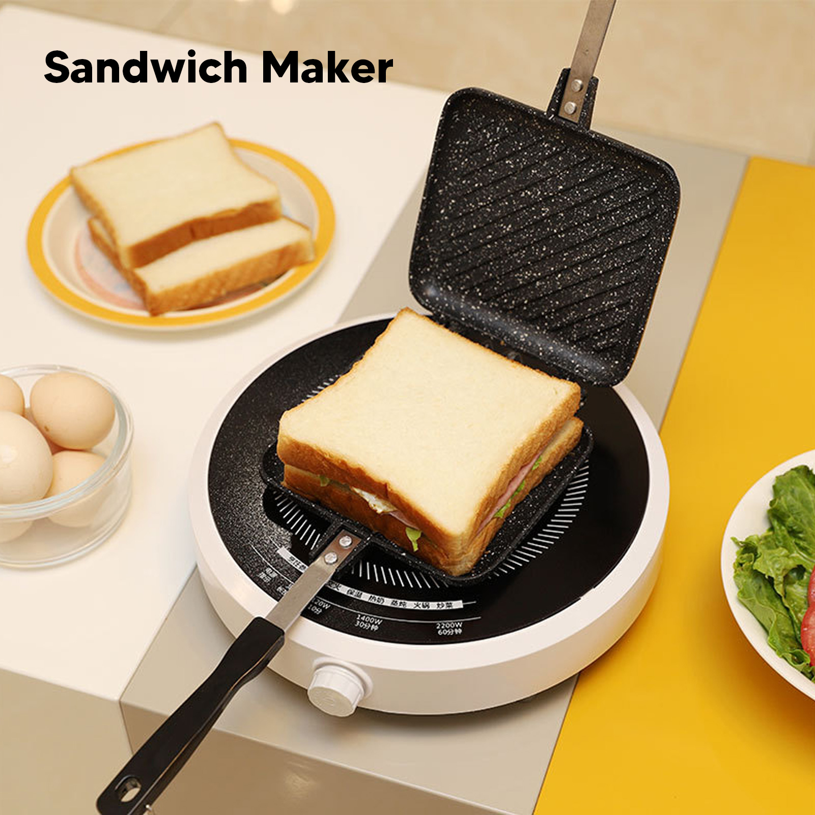 Pancake Press Pan nóng máy làm bánh sandwich hai mặt chống dính đế dày dễ dàng để làm sạch THẬM CHÍ phân phối nhiệt cho bánh mì naan