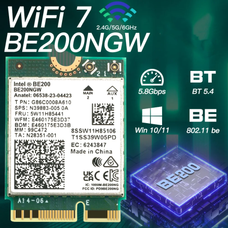 Intel BE200 Wireless Wifi Card, Bluetooth 5.4, Tri-Band Adapter