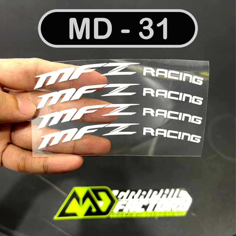 [Ảnh thật] MD 30 32 - tem dán mâm MFZ Racing in UV DTF - set 4 miếng cho 1 xe