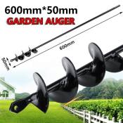 Efficient Steel Garden Auger Bit - 50x600mm, No Drill Needed