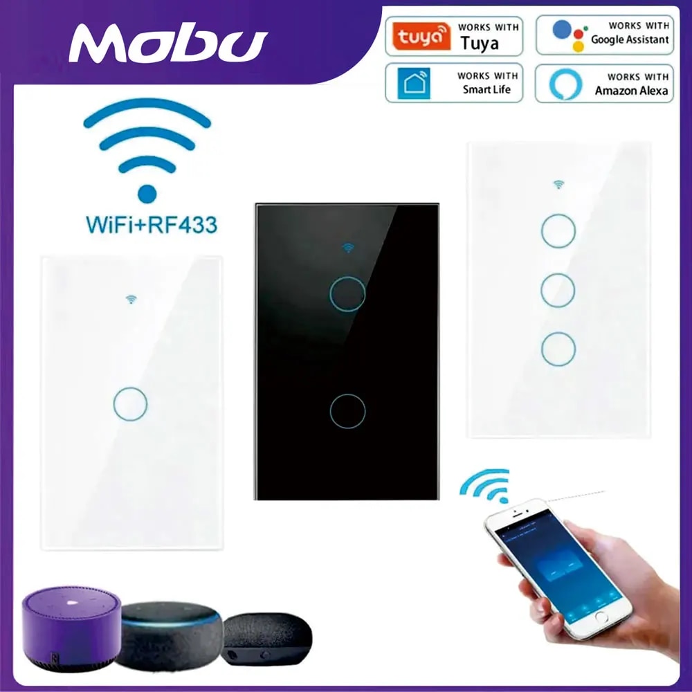 Tuya cuộc sống thông minh công tắc đèn cảm ứng Wifi Cảm biến công tắc thông minh ứng dụng điều khiển từ xa không có dây trung tính 110V 220V cho Alexa Google nhà