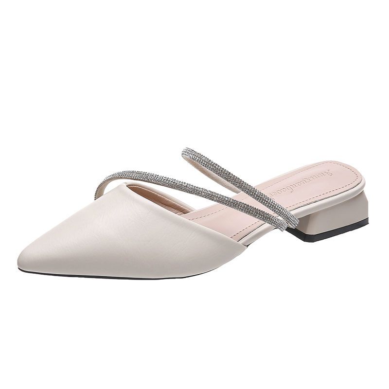 Fuyixuan Mùa xuân và mùa thu 2023 Boutique nữ giày da mềm mũi nhọn trùm đầu thấp gót nửa dép thời tr