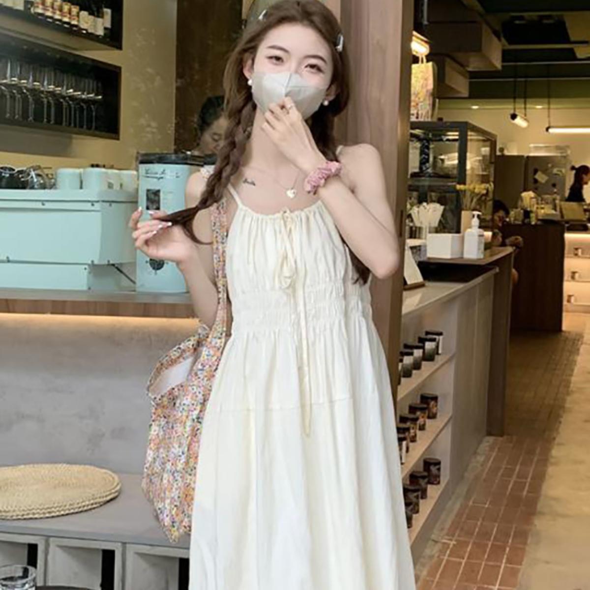 ชุดเดรสกระโปรงยาวสีแอปริคอทวันหยุดริมทะเล TM079359LYQ ราคา 399 บาท*ส่งฟรี