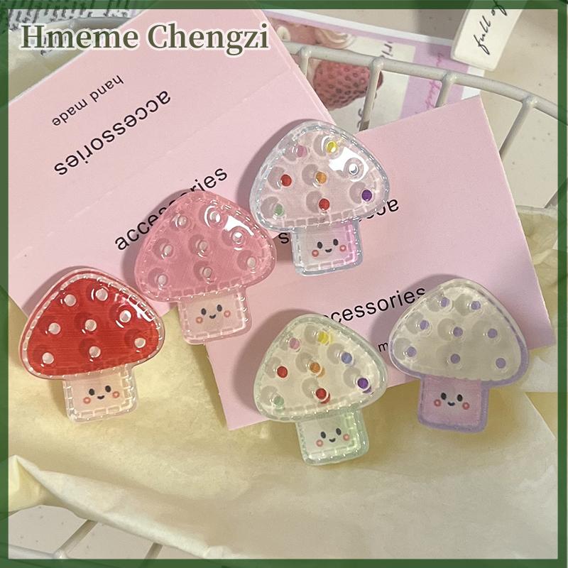 Hmeme 2Pcs Cartoon Cute Smiling Mushroom Hair Clip For Women Girls Sweet Side Bangs Clip Headwear Fashion Hair Accessories Gifts