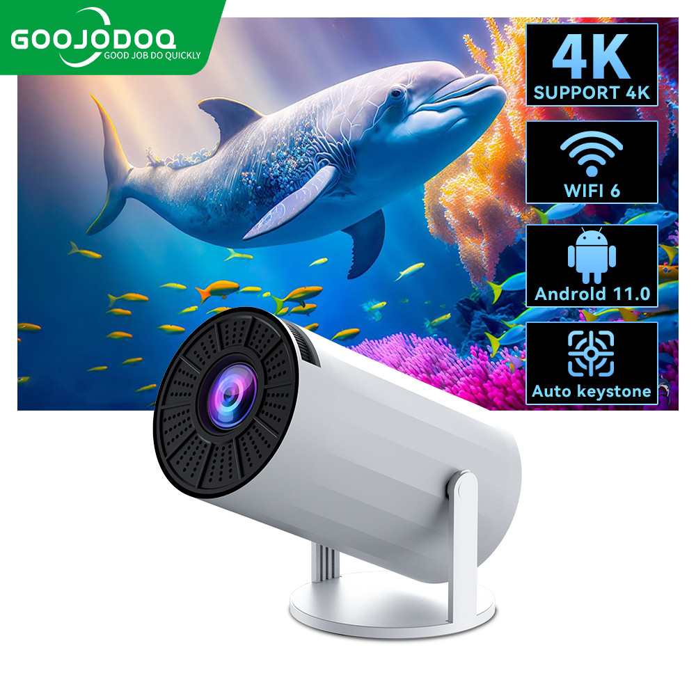 GOOJODOQ โปรเจคเตอร์ ขนาดเล็ก แบบพกพา HY300 4K Android 11 Dual Wifi6 200 ANSI BT5.0 1080P 1280*720P ราคา  2,000 บาท*ส่งฟรี