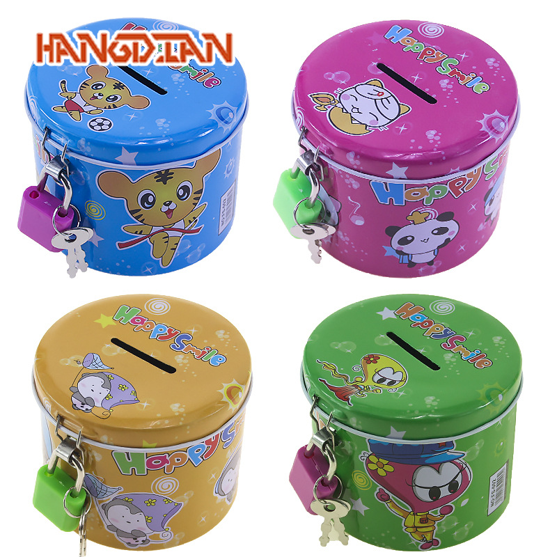 HANGDIAN Cute Cartoon Metal Piggy Bank with Lock for Kids, Perfect Savings Gift ราคา 78 บาท*ส่งฟรี