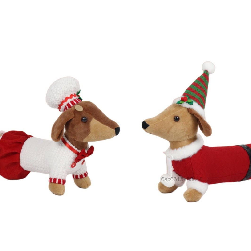 Product photo of Christmas Dachshund Plush Ornament Pair from its Lazada listing