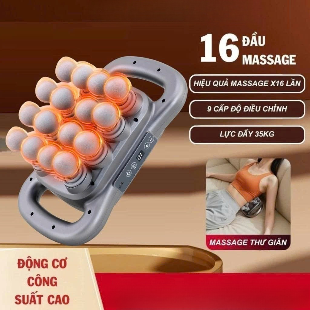 Máy Massage Cầm Tay Toàn Thân YX-840 – 16 Đầu, 9 Cấp Độ, Màn Hình LCD Hiện Đại