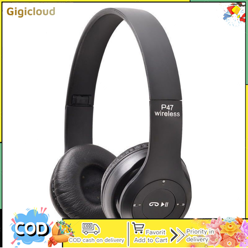P47 Wireless Headsets On-Ear Stereo Earphones Longer Playtime USB Charging For Smart Phone Computer Laptop ราคา 158 บาท*ส่งฟรี