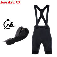 Santic Men Cycling Bib Shorts 6 Hours Riding 4D Padded Shockproof Breathable Bike Short Pant
