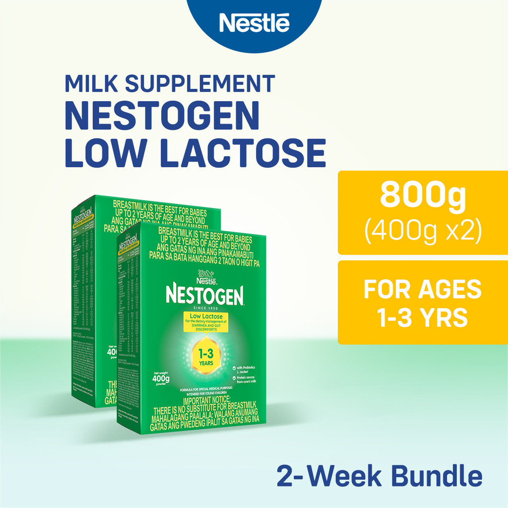 NESTOGEN Low Lactose Milk Supplement Powder for Children 1-3 Years Old 400g - Pack for 2
