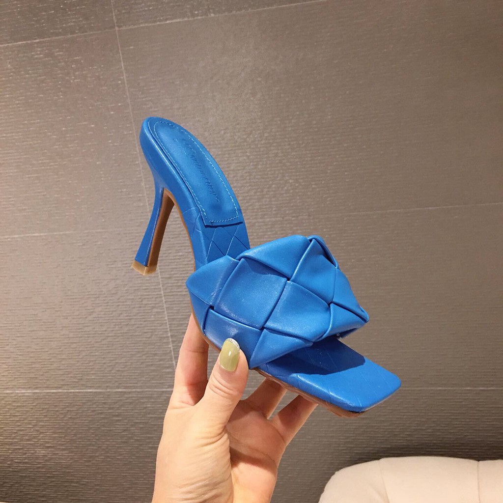 Dép cao gót 4.33 inch họa tiết dệt sành điệu dành cho nữ size 35-41