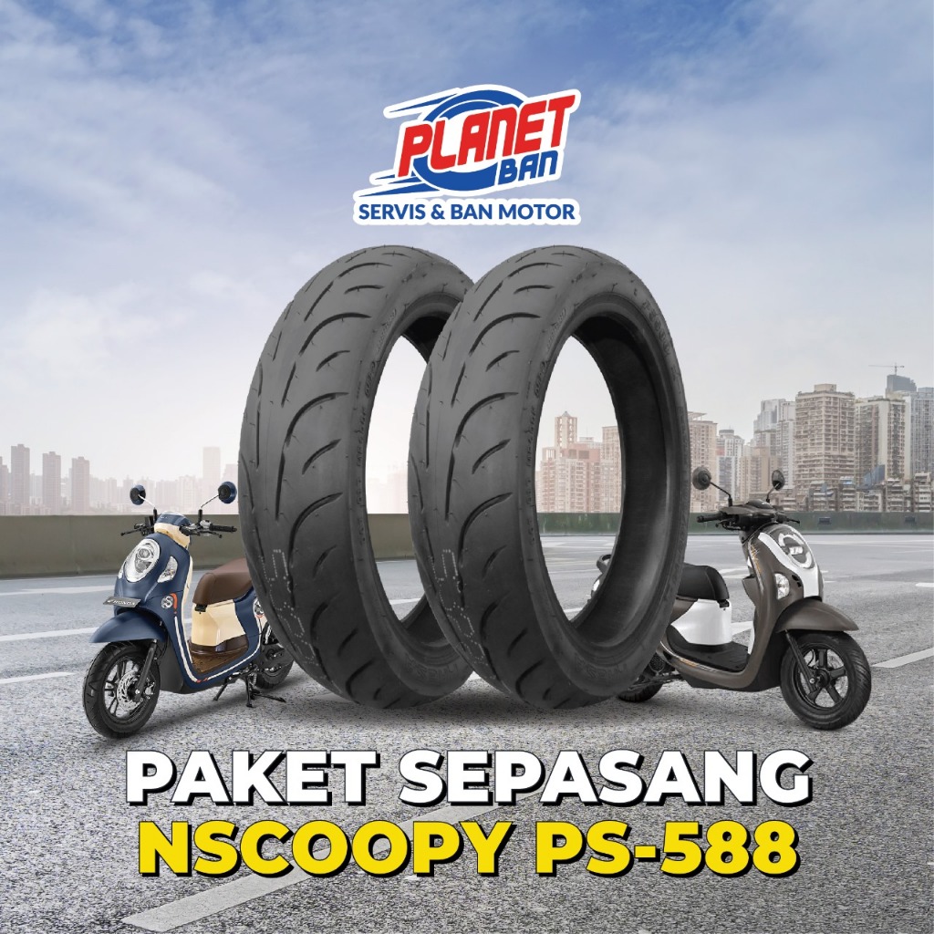Ban Motor New Scoopy, New Beat Street, New Genio Depan Belakang Ring 12 100/90 110/90 Presa PS-588 (Paket Sepasang New Scoopy, New Beat Street, New Genio) Harga 632,000 rupiah*Gratis Ongkir