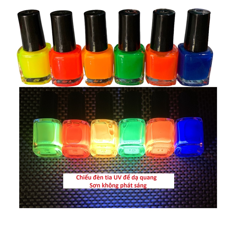 Sơn Dạ Quang chai 5ml chuyển màu khi đèn UV chiếu vào, không phát sáng dưới mặt trời.