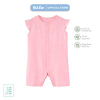 Bodysuit body cộc cúc thẳng tay bèo hồng trái tim cho bé sơ sinh bé gái Boube Vải cotton organic