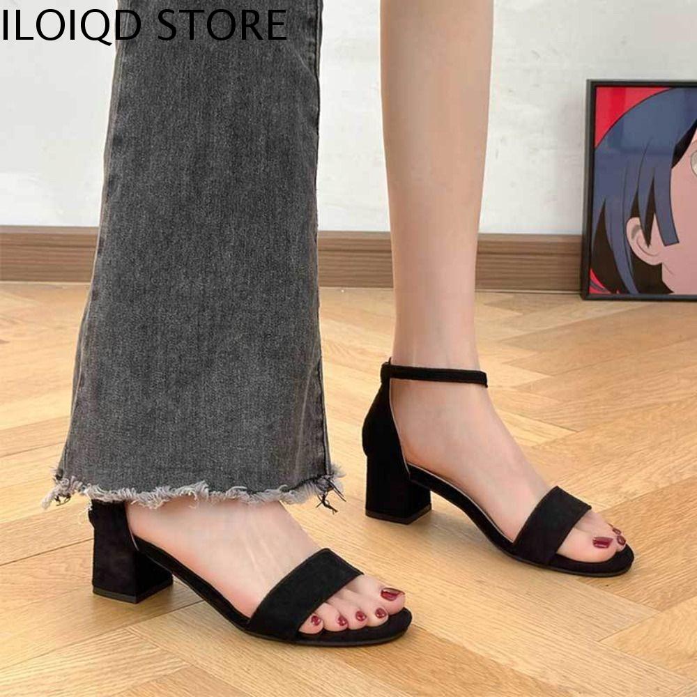 ILOIQD Phong cách Pháp Xăng đan nữ Da lộn Mùa hè Xăng đan cao gót Thường ngày Thanh lịch Giày cao gót Ngoài trời