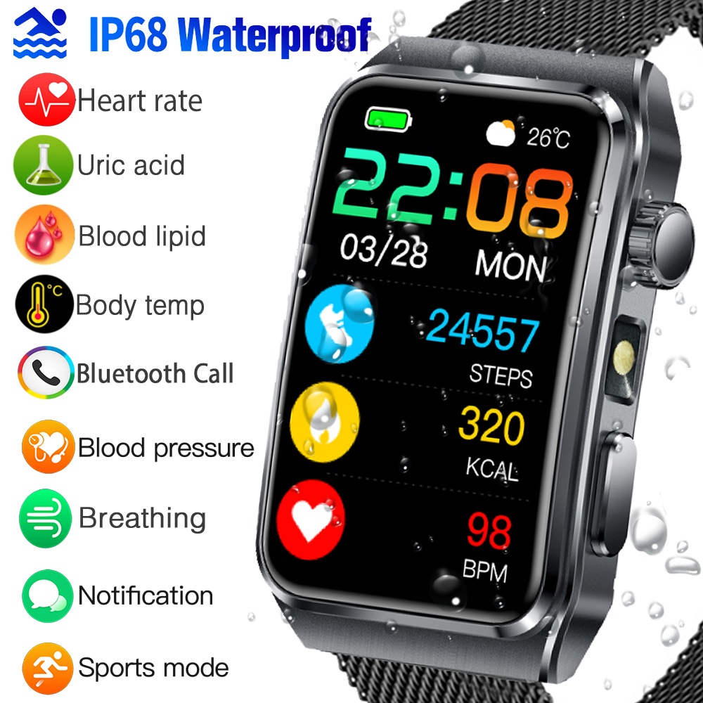 Uric Acid Blood Lipid Temperature Measurement Smart Watch Blood pressure Monitoring Smartwatch For Men Women Bracelet Bluetooth Call Waterproof Sport Fitness Tracker For Android And IOS ราคา 999 บาท*ส่งฟรี