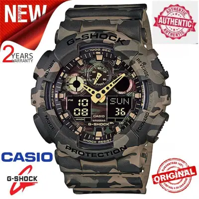 (Ready Stock) Original G Shock GA-100CM-5A Men Sport Watch Duo W/Time 200M Water Resistant Shockproof and Waterproof World Time LED Auto Light Wrist Sports Watch with 2 Year Warranty GA100/GA-100