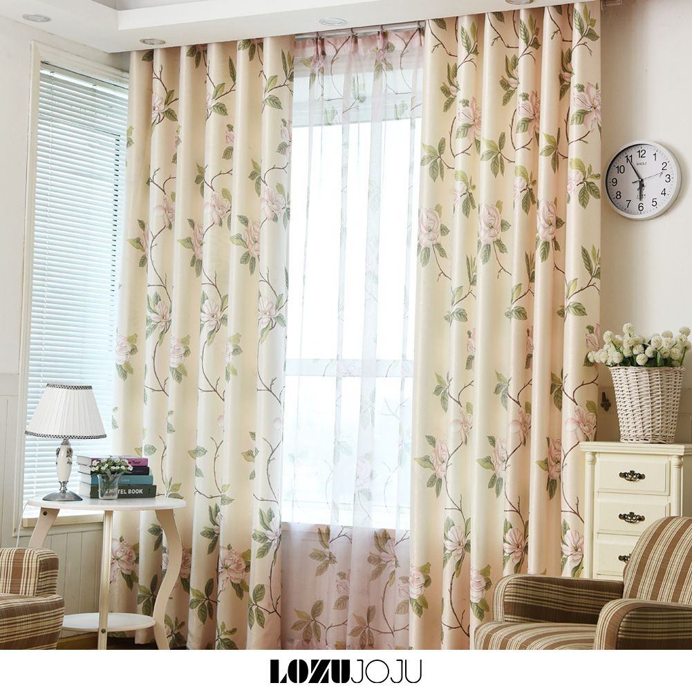 1PC LOZUJOJU Chinese Pastoral Style 80% Blackout Living Room Curtains