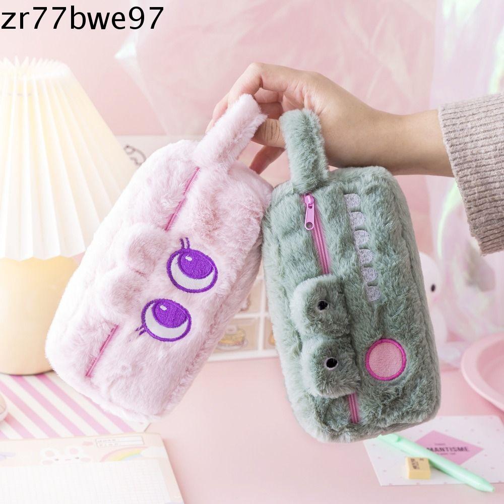 ZR77B Dễ thương Lông mịn Sinh viên Văn Phòng Phẩm Sức chứa lớn Túi đựng mỹ phẩm Đồ dùng học tập Túi đựng bút chì Túi văn phòng phẩm Túi đựng đồ để bàn Túi bút chì