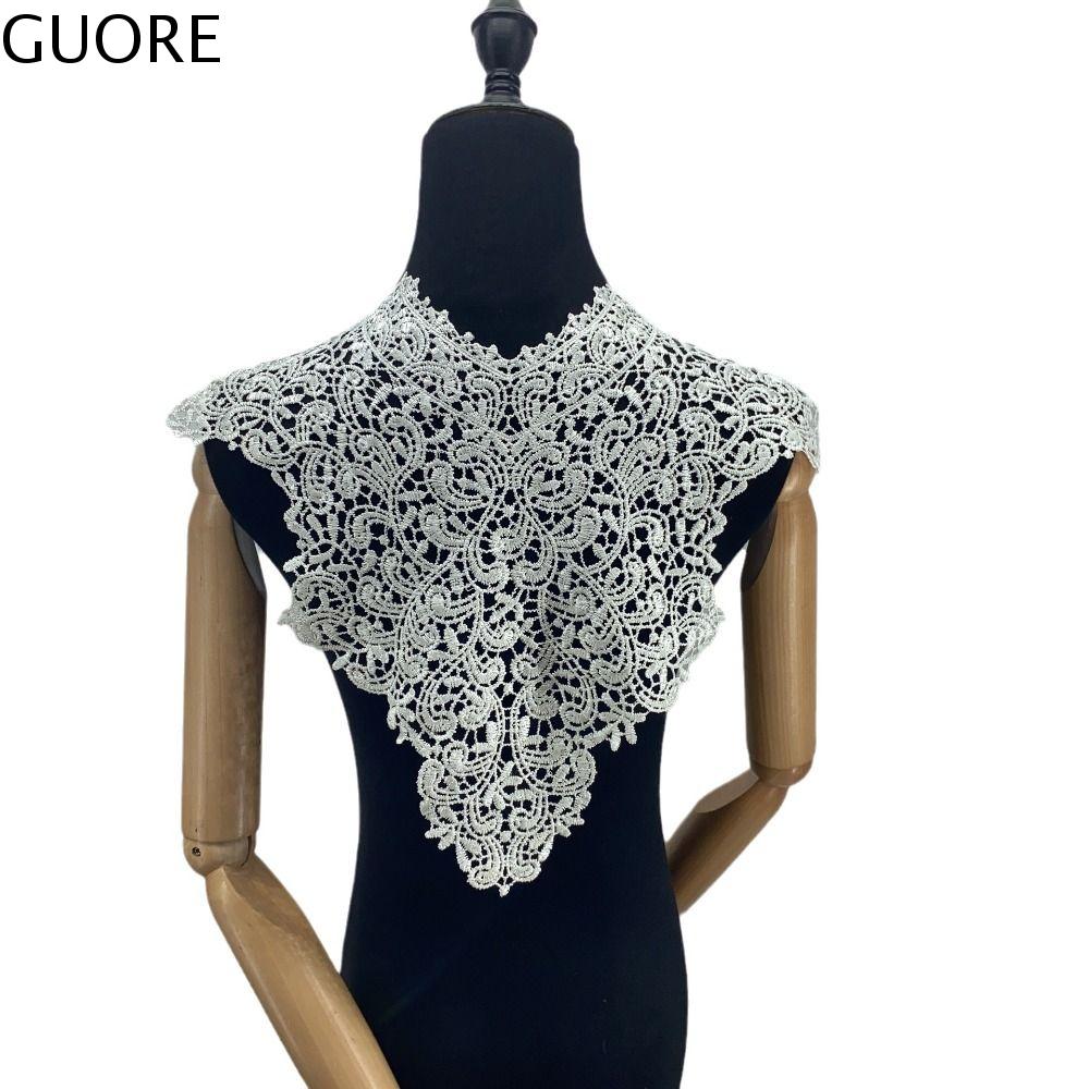 GUORE Có thể tháo rời Đường viền cổ áo ren Vải Thêu Rỗng Đường viền cổ áo khoét lỗ Miếng đính Băng đ