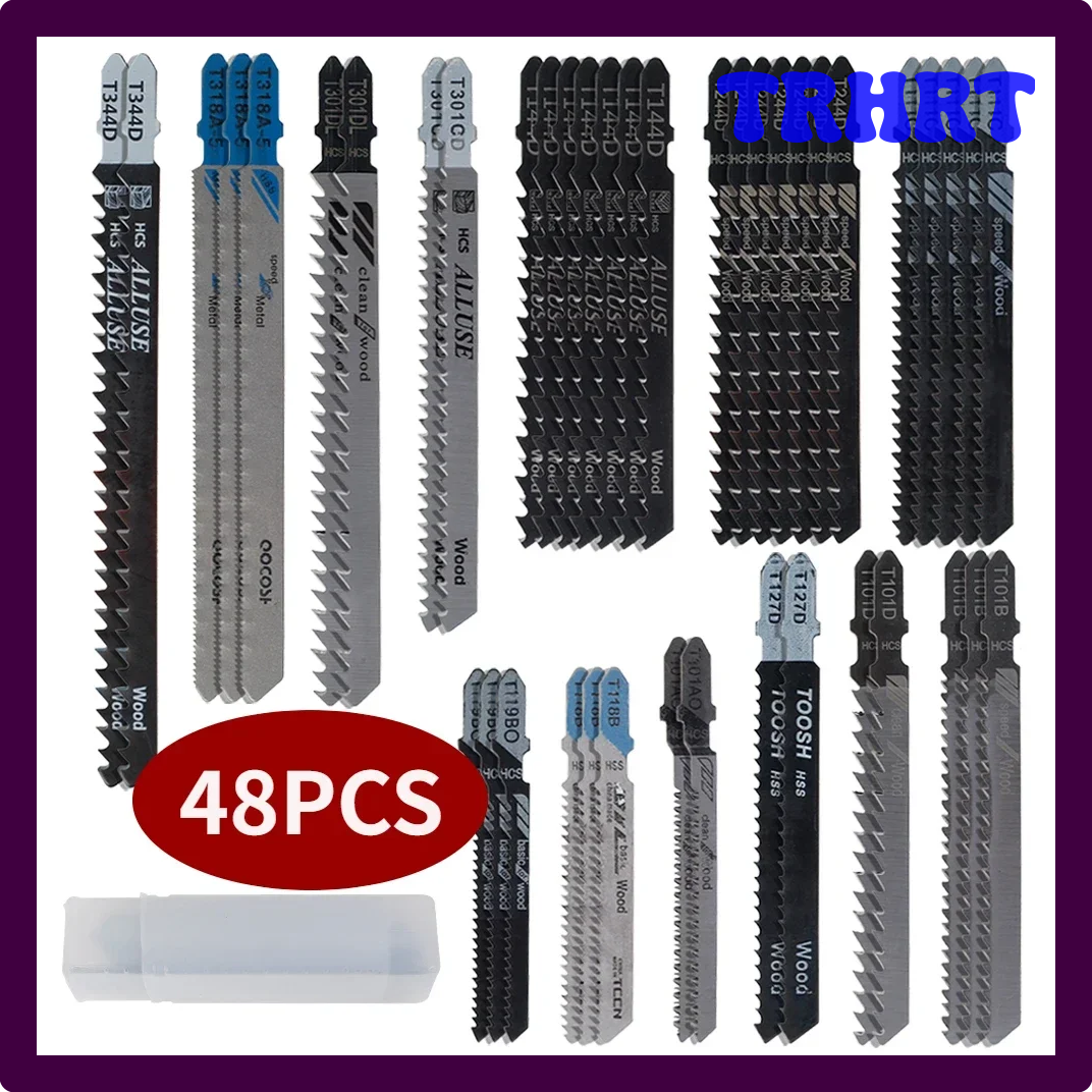 Trhrt lưỡi răng cưa Bộ 48pcs HCS ghép hình lưỡi t-shank lưỡi răng cưa gỗ cắt mịn Máy cưa lưỡi cho gỗ