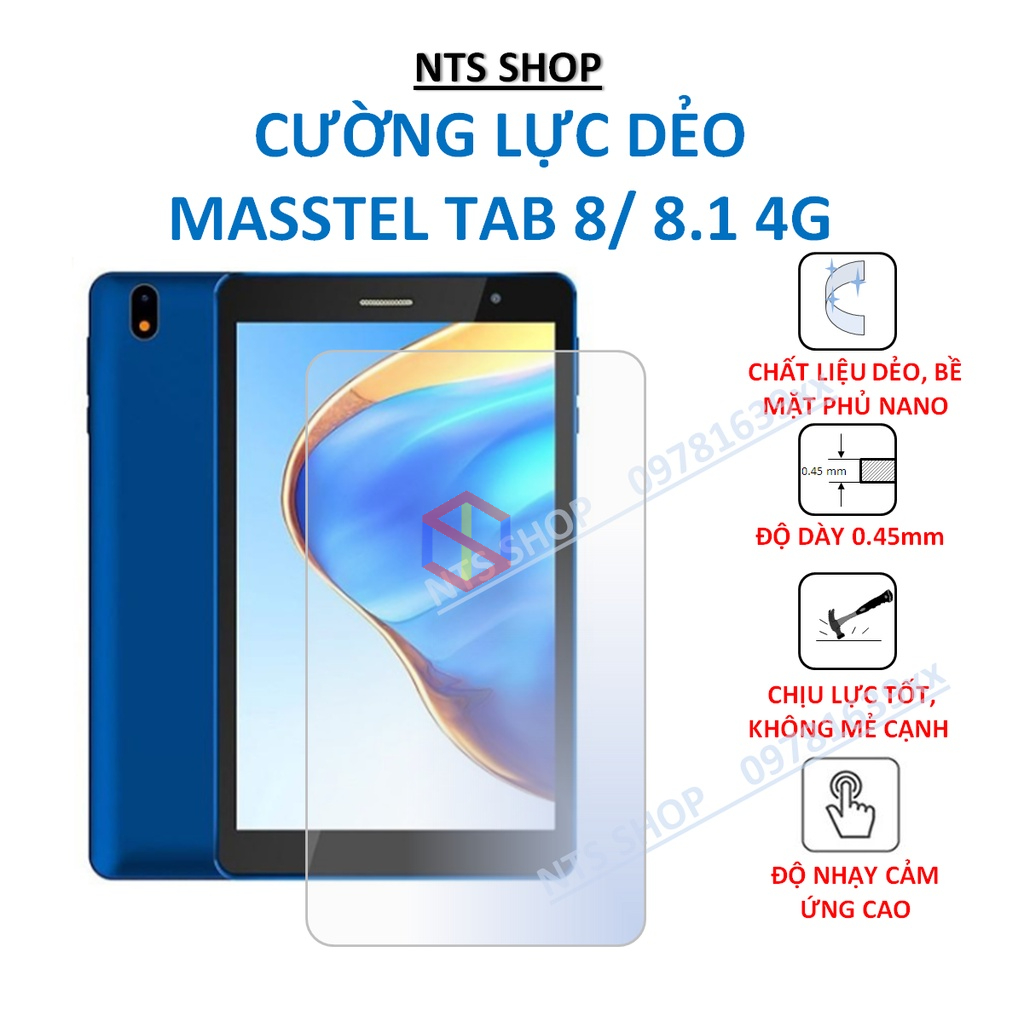 Cường lực dẻo bảo vệ màn hình masstel Tab 8/ 8.1 4G