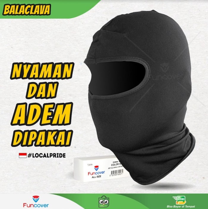 Balaclava Funcover Pelindung kepala Full face helm Masker Ninja Motors Harga 19,542 rupiah*Gratis Ongkir