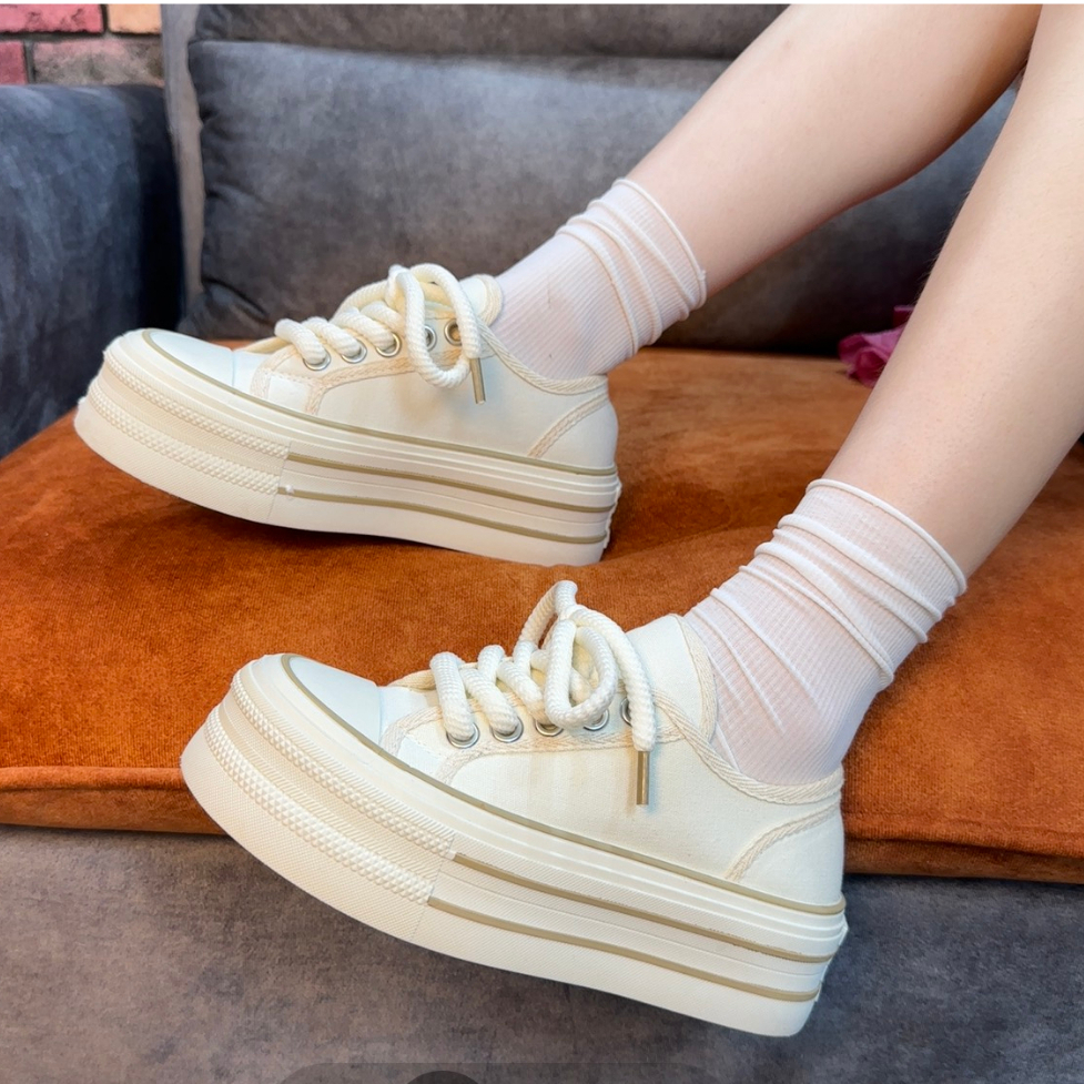 Giày thể thao nữ basic dây thừng đế 5cm Tifani