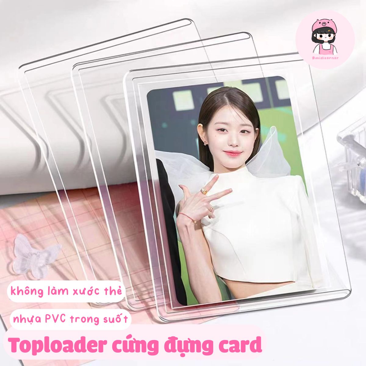 Toploader đựng card size A7 combo 5 10 gói hàng bảo vệ card Midi Corner