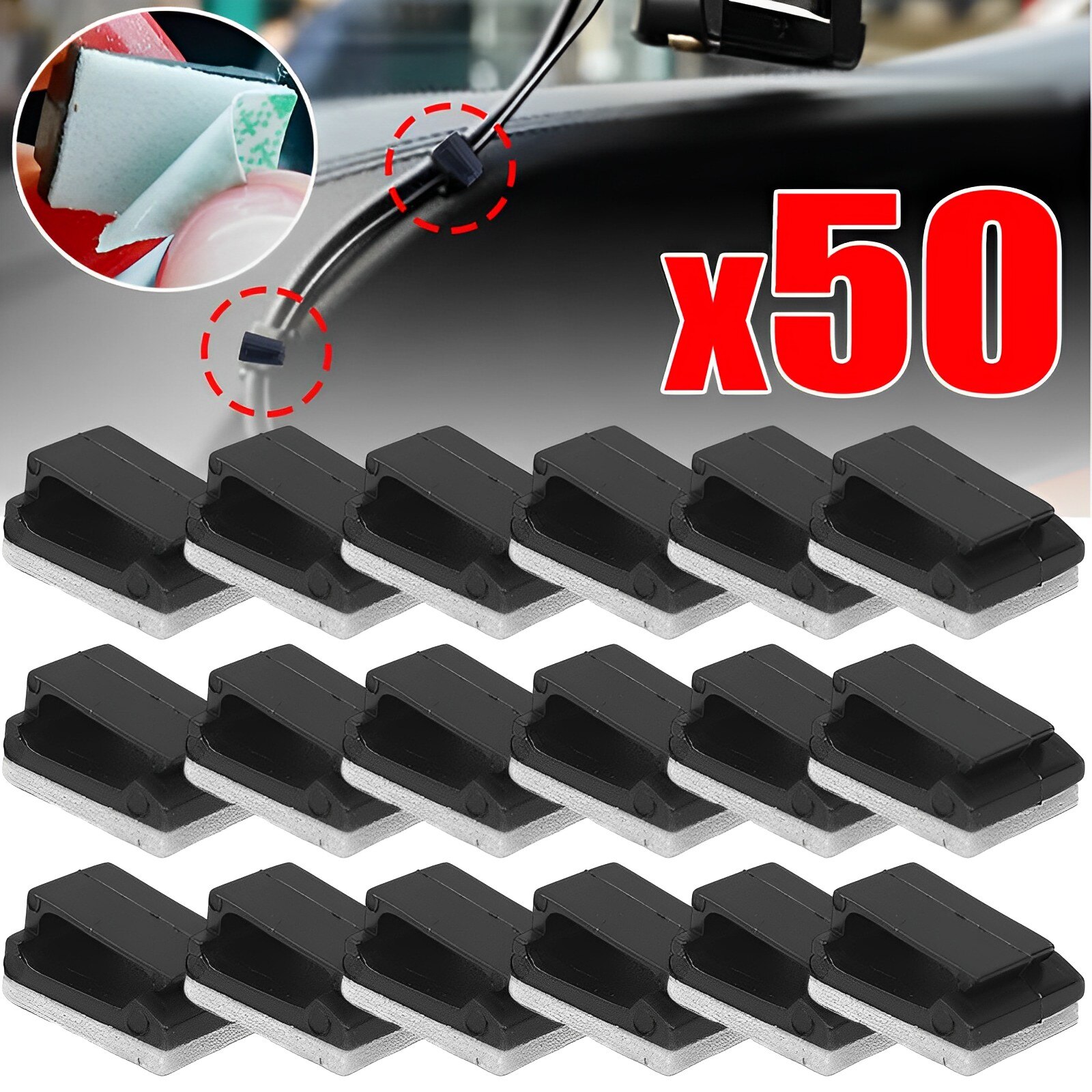 10-50 cái tự dính Giá đỡ cố định điện thoại xe ô tô dây đèn Cáp dữ liệu xe máy ghi hình giao thông dây cố định tổ chức