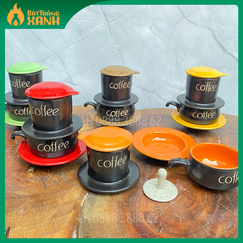 5 màu bộ phin pha cà phê hàng đẹp, tách uống cafe , bếp đun gốm sứ bát tràng cao cấp - phin pha coffee gốm sứ