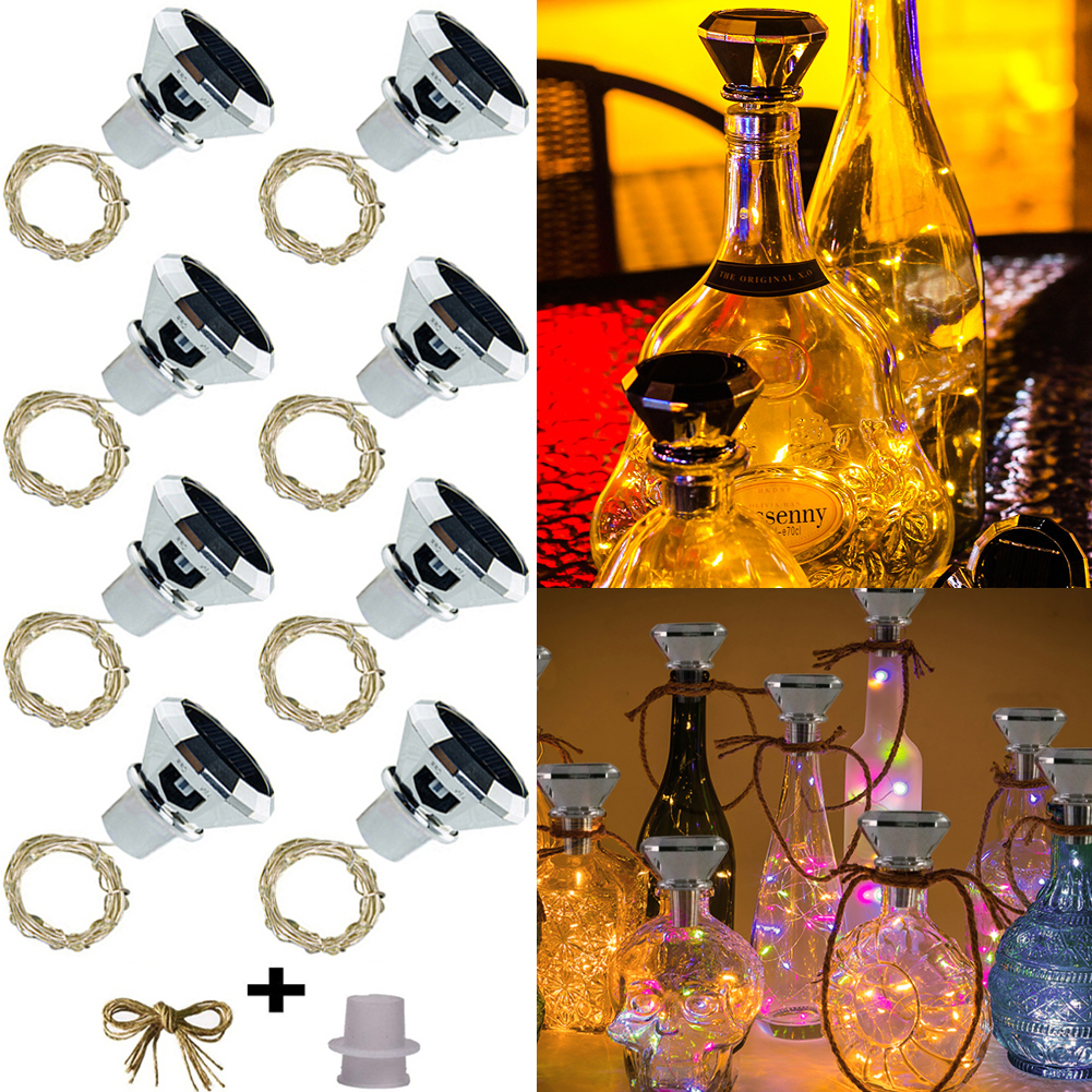 【】 6/8 Pcs Solar Bottle Cork Lights 2m 20 Leds Copper Wire Fairy Garland String Lights For Xmas Wedd