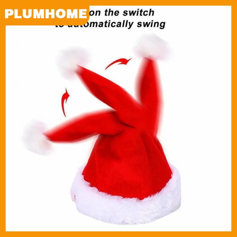 PLUMHOME 1 cái Đu Hát Giáng Sinh Tree Hat Chúc Mừng Năm Mới Điện Phát Sáng Âm Nhạc Sang Trọng Cap Vui Đồ Chơi Quà Tặng Cho Bé Xmas Trang Trí Nội Thất