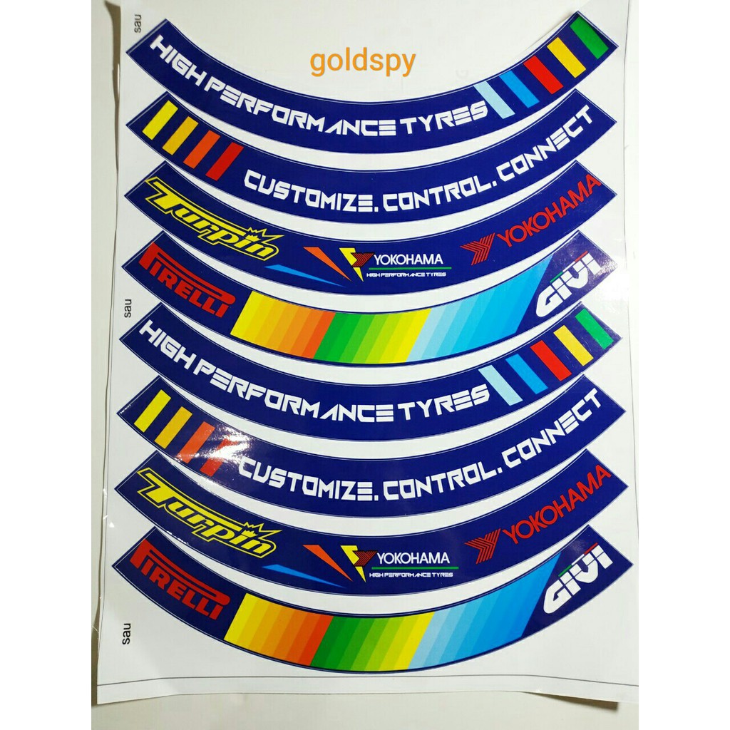 Tem dán vành xe máy Tem Decal bản to dán vành ( giá 1 bộ)