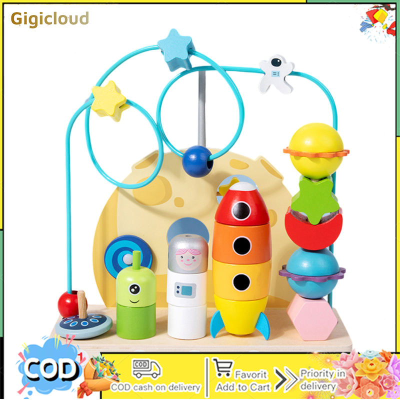 Baby Wooden Bead Maze Abacus Toy Sensory Learning Activity Cube Astronaut Planet Roller Coaster Toys For Kids ราคา 492 บาท*ส่งฟรี