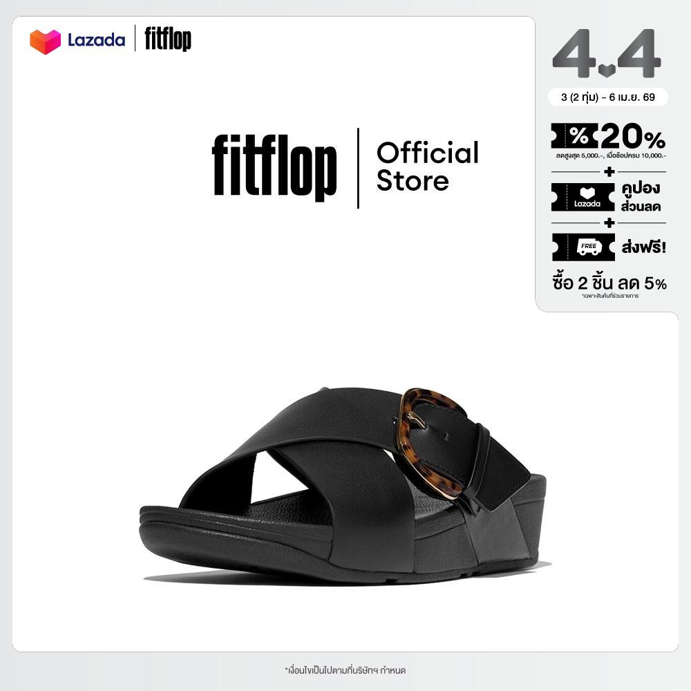 Fitflop Lulu Resin-Buckle Cross Slides Women's Sandals