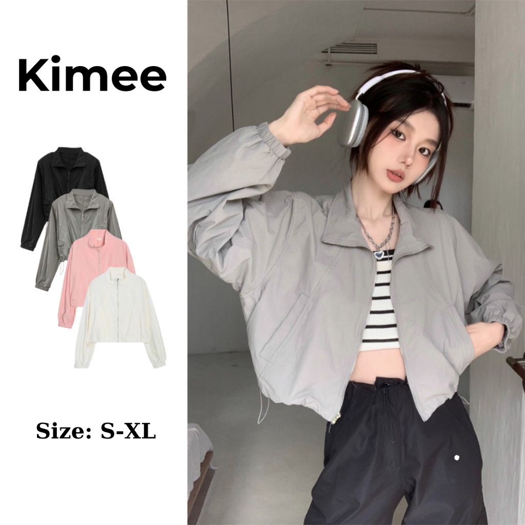 Nhập LazFlex1 giảm 30K - Áo khoác croptop gió dù nữ túi xỏ chất gió nhăn 2 lớp bên trong lót gió lụa thiết kế dây đai đuôi áo MA088