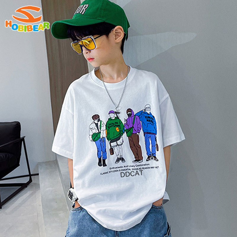 HOBIBEAR Boys' short-sleeved T-shirts loose cartoon print children's boys' tops