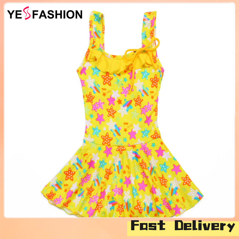 Yesfashion Store IN stockKids Girls Cute Printing Princess Dress Style Swimwear for Hot Spring Swimming ราคา 114 บาท*ส่งฟรี