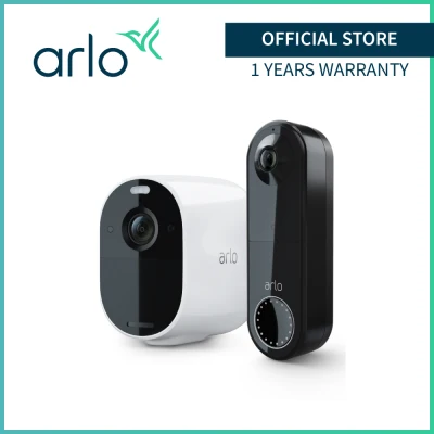 Arlo Essential Spotlight Wire-Free Camera + Arlo Essential Wire-Free Video Doorbell Bundle ( VMC2030 + AVD2001B )
