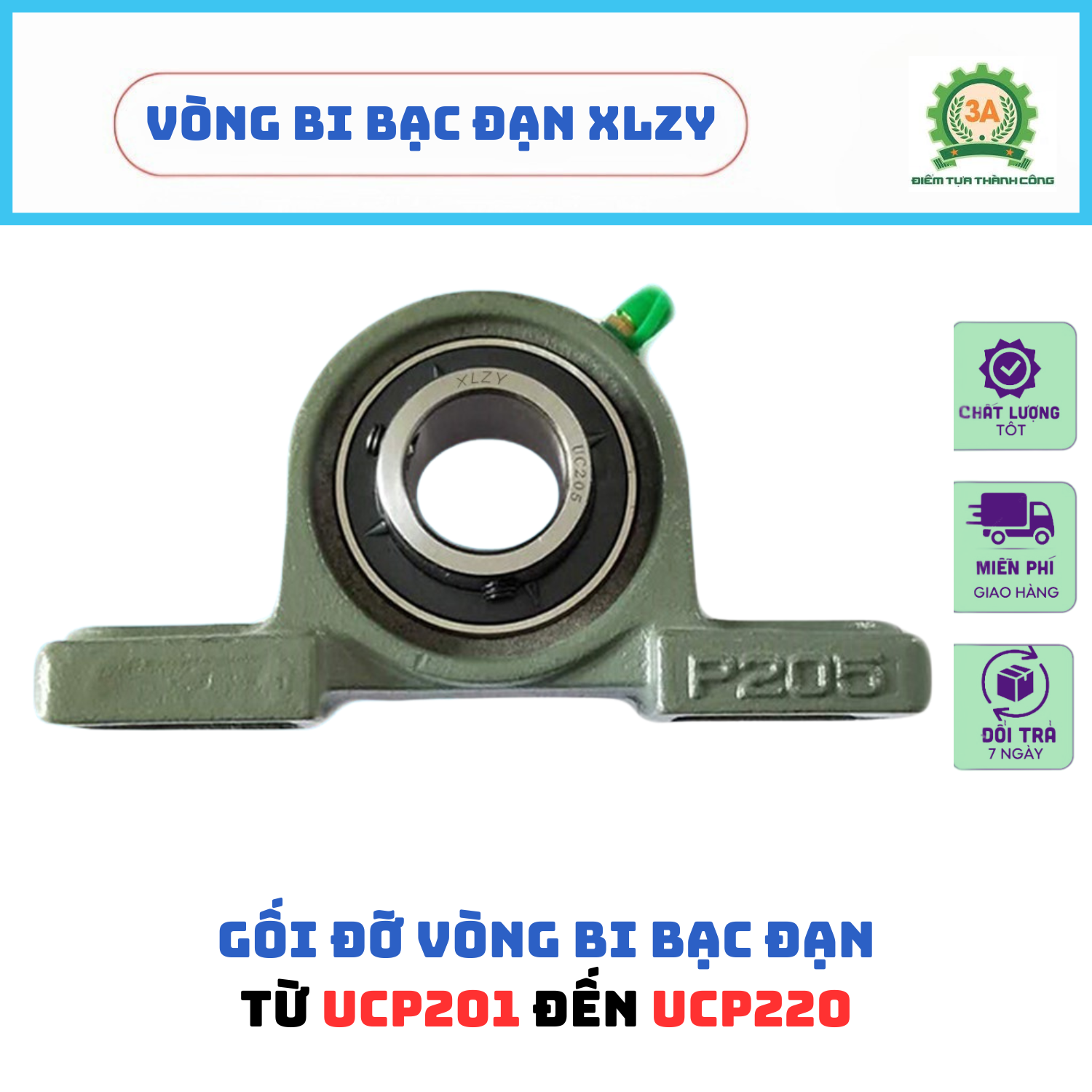 Gối đỡ vòng bi bạc đạṇ UCP201 UCP202 UCP203 UCP204 UCP205 UCP206 gang đúc chịu lực - Chĩnh hãng XLZY Giá 39,000 Đồng*Miễn phí vận chuyển